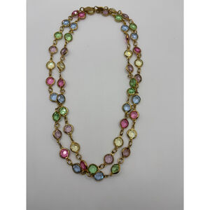 Vintage Swarovski pastel-hue crystal bezel-set long necklace